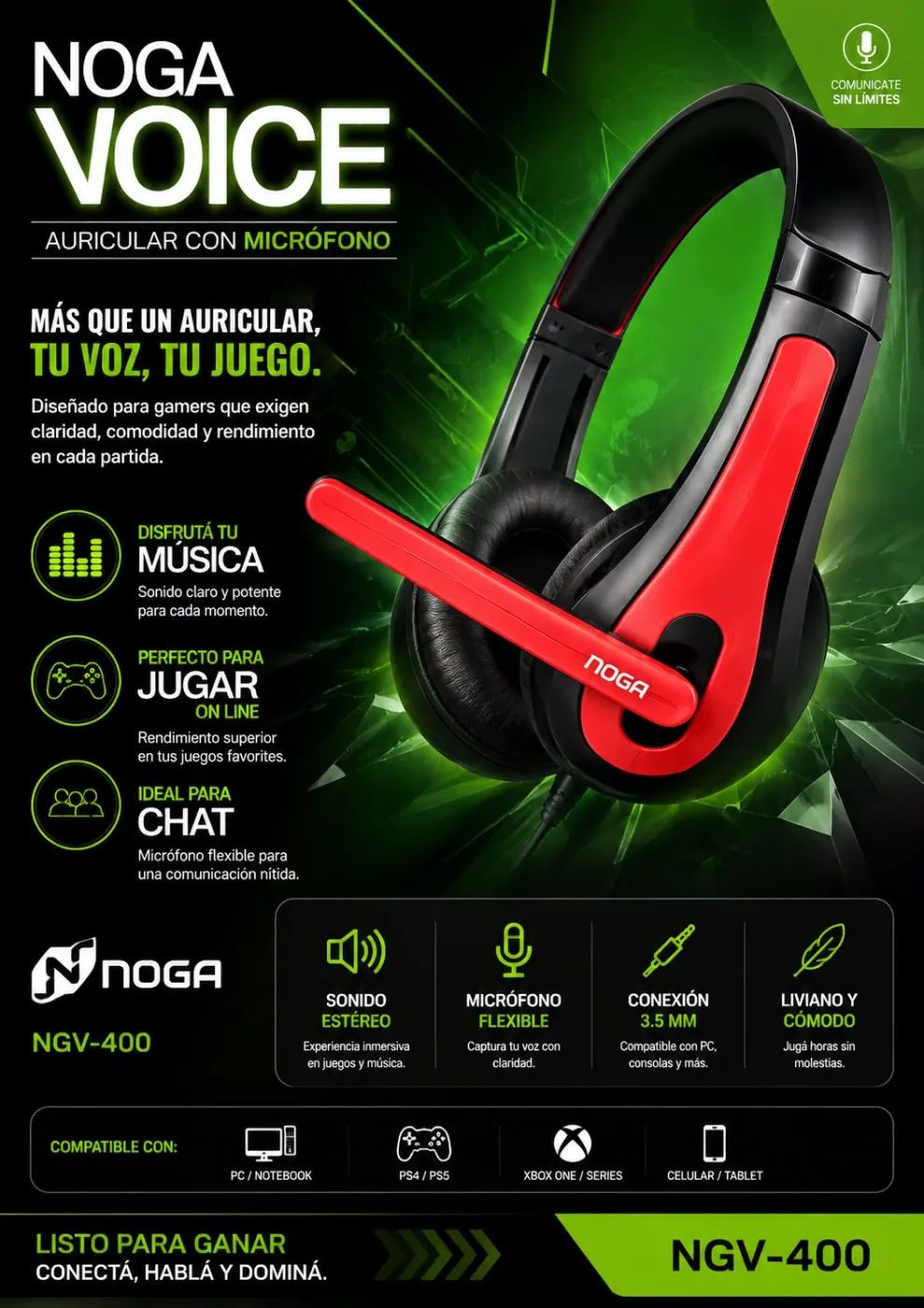 Auricular Con Cable Noga Voice